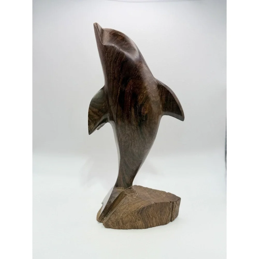 Vintage Ironwood Jumping Dolphin Statue Hand Carved Figurine 11